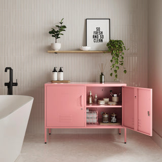The Oxford - Side Table/TV Stand Storage Locker In Flamingo - Urban Lockers
