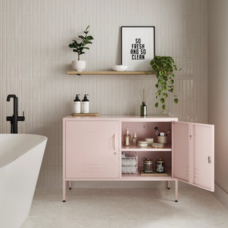 The Oxford - Side Table/TV Stand Storage Locker In Light Pink - Urban Lockers