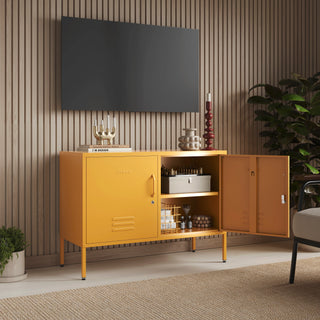 The Oxford - Side Table/TV Stand Storage Locker In Mustard - Urban Lockers