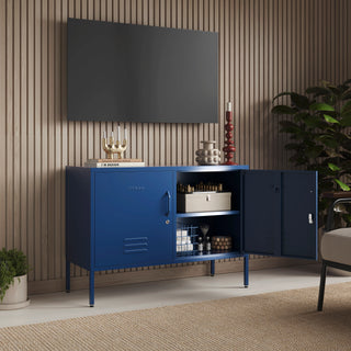 The Oxford - Side Table/TV Stand Storage Locker In Navy Blue - Urban Lockers