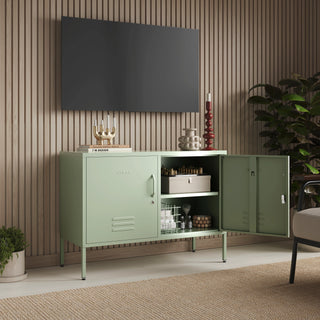 The Oxford - Side Table/TV Stand Storage Locker In Sage - Urban Lockers
