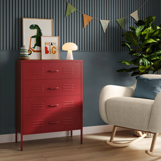 The Harrow - Industrial Style Metal Drawers In Red - Urban Lockers