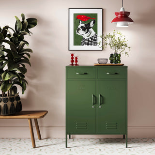 the Kensington in Forest Green, a 2 Door, 2 Drawer Metal Locker