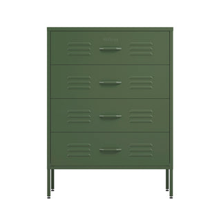 The harrow four drawer metal storage locker in forest green