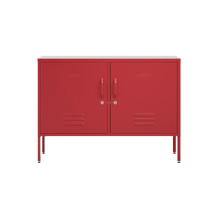 The Oxford - Side Table/TV Stand Storage Locker In Red - Urban Lockers