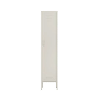 The bexley single door metal wardrobe locker in vanilla white