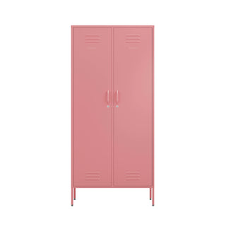 The chelsea two door metal wardrobe locker in flamingo pink