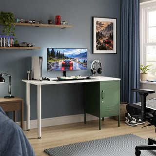 The Camden Children/Teenage Desk with Forest Locker - White Desktop - Urban Lockers