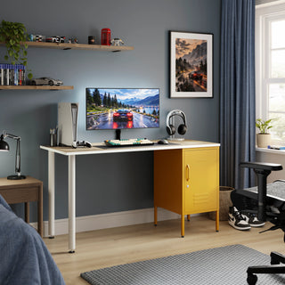 The Camden Children/Teenage Desk with Mustard Locker - Oak Desktop - Urban Lockers