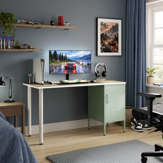 The Camden Children/Teenage Desk with Sage Locker - Oak Desktop - Urban Lockers