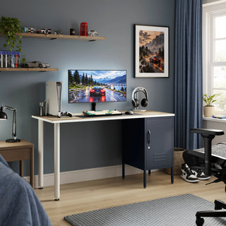 The Camden Children/Teenage Desk with Slate Grey Locker - Oak Desktop - Urban Lockers
