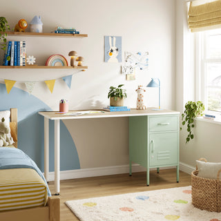 The Bromley Children/Teenage Desk with Light Pink Locker - Oak Desktop - Urban Lockers