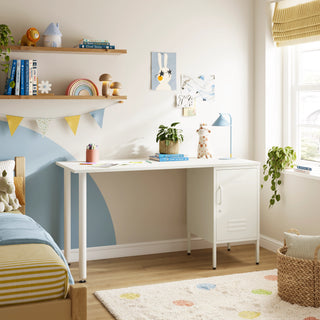 The Camden Children/Teenage Desk with Vanilla Locker - White Desktop - Urban Lockers