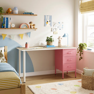 The Richmond Children/Teenage Desk with Flamingo Drawers - Oak Desktop - Urban Lockers
