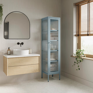 The Wimbledon - Fluted Glass Single Door Locker In Sky Blue - Urban Lockers