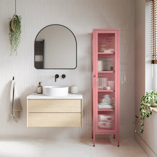 The Wimbledon - Fluted Glass Single Door Locker In Flamingo - Urban Lockers