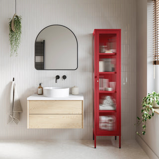 The Wimbledon - Fluted Glass Single Door Locker In Red - Urban Lockers