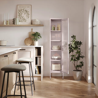 The Wimbledon - Fluted Glass Single Door Locker In Light Pink - Urban Lockers