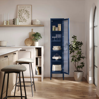 The Wimbledon - Fluted Glass Single Door Locker In Navy Blue - Urban Lockers