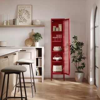 The Wimbledon - Fluted Glass Single Door Locker In Red - Urban Lockers
