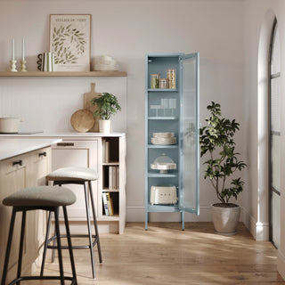 The Wimbledon - Fluted Glass Single Door Locker In Sky Blue - Urban Lockers