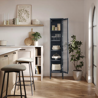 The Wimbledon - Fluted Glass Single Door Locker In Slate Grey - Urban Lockers