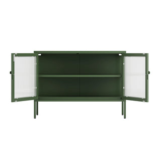 The Cambridge - Fluted Glass Sideboard Locker In Forest - Urban Lockers