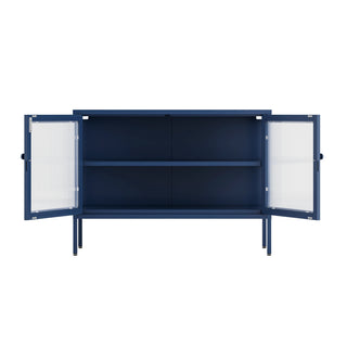 The Cambridge - Fluted Glass Sideboard Locker In Navy Blue - Urban Lockers