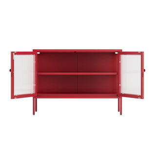 The Cambridge - Fluted Glass Sideboard Locker In Red - Urban Lockers