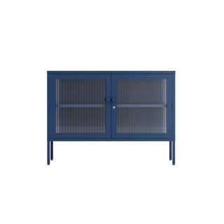 The Cambridge - Fluted Glass Sideboard Locker In Navy Blue - Urban Lockers