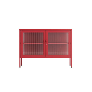 The Cambridge - Fluted Glass Sideboard Locker In Red - Urban Lockers