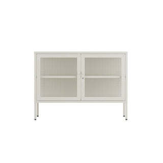 The Cambridge - Fluted Glass Sideboard Locker In Vanilla - Urban Lockers