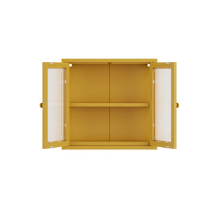 The Chester - Fluted Glass Wall Cabinet In Mustard - Urban Lockers