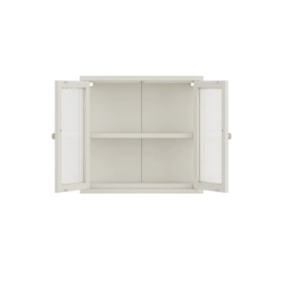 The Chester - Fluted Glass Wall Cabinet In Vanilla - Urban Lockers