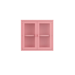 The Chester - Fluted Glass Wall Cabinet In Flamingo - Urban Lockers