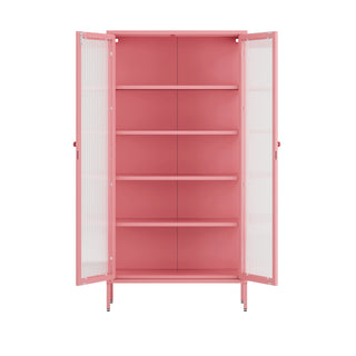 The Regent  - Fluted Glass Double Door Locker In Flamingo - Urban Lockers