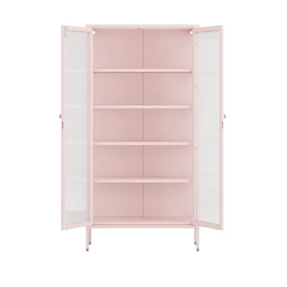 The Regent  - Fluted Glass Double Door Locker In Light Pink - Urban Lockers