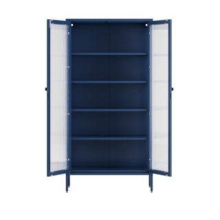 The Regent  - Fluted Glass Double Door Locker In Navy Blue - Urban Lockers