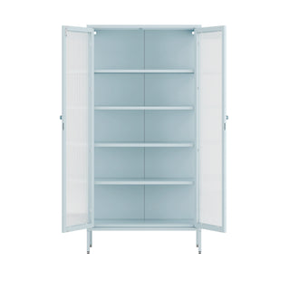 The Regent  - Fluted Glass Double Door Locker In Sky Blue - Urban Lockers