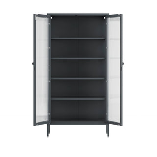The Regent  - Fluted Glass Double Door Locker In Slate Grey - Urban Lockers