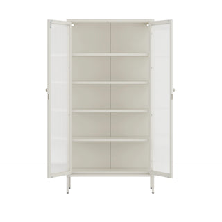 The Regent - Fluted Glass Double Door Locker In Vanilla - Urban Lockers