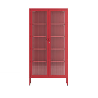 The Regent - Fluted Glass Double Door Locker In Red - Urban Lockers