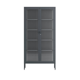 The Regent  - Fluted Glass Double Door Locker In Slate Grey - Urban Lockers