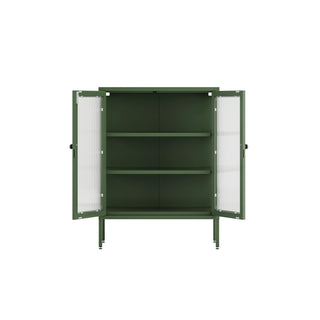 The Soho - Fluted Glass Double Door Locker In Forest - Urban Lockers