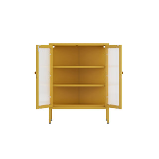 The Soho - Fluted Glass Double Door Locker In Mustard - Urban Lockers
