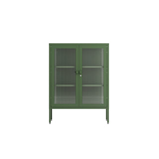 The Soho - Fluted Glass Double Door Locker In Forest - Urban Lockers