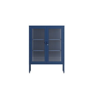 The Soho - Fluted Glass Double Door Locker In Navy Blue - Urban Lockers
