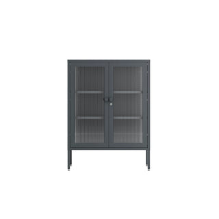 The Soho - Fluted Glass Double Door Locker In Slate Grey - Urban Lockers