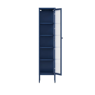 The Wimbledon - Fluted Glass Single Door Locker In Navy Blue - Urban Lockers