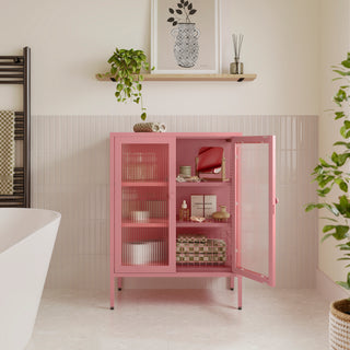 The Soho - Fluted Glass Double Door Locker In Flamingo - Urban Lockers